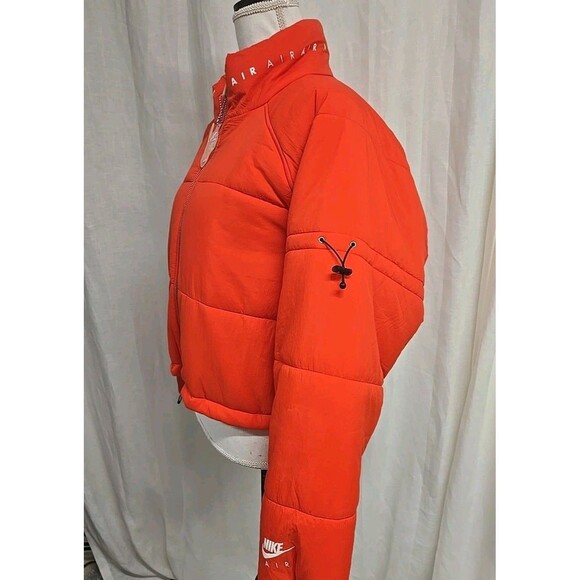 Nike Sportswear Air Puffer Coat Cropped Cinched Waist Red Orange Women’s Size M - Picture 3 of 12